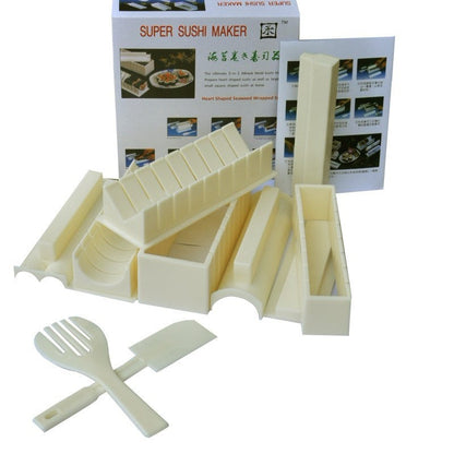 Super Sushi Maker with packaging and utensils on a white background