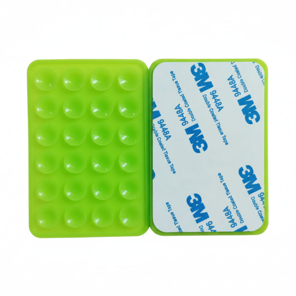 Green silicone mold with 3M adhesive backing on a white background