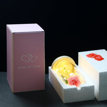 Beauty and the Beast Glass Cover Rose Lamp