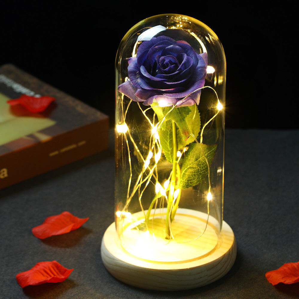 Beauty and the Beast Glass Cover Rose Lamp