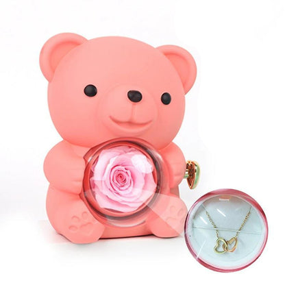 Love Lettering Necklace with Rose Bear Gift Box