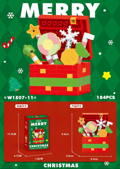  Christmas set with festive decorations on a green background