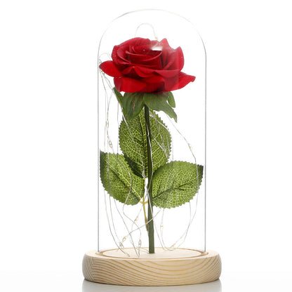 Beauty and the Beast Glass Cover Rose Lamp