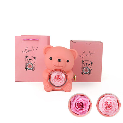 Love Lettering Necklace with Rose Bear Gift Box
