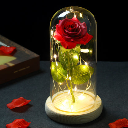Beauty and the Beast Glass Cover Rose Lamp