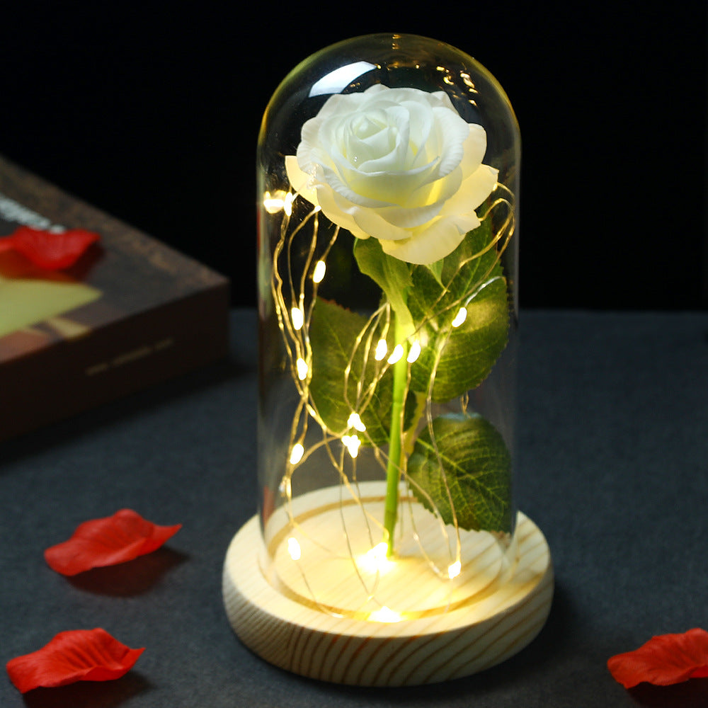 Beauty and the Beast Glass Cover Rose Lamp