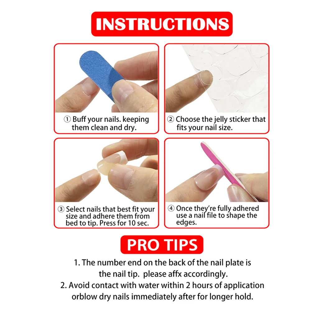 Hot New 24Pcs Long Square Red French White Border Heart Full Coverage Wearable Fake Nail Press on Nail Art